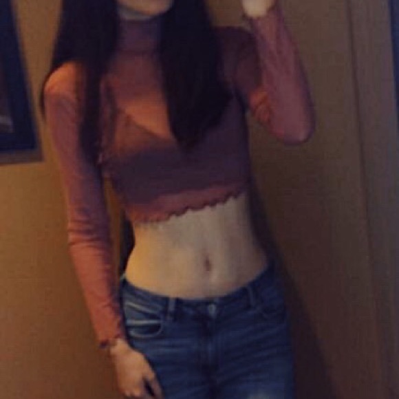 mesh turtleneck crop top